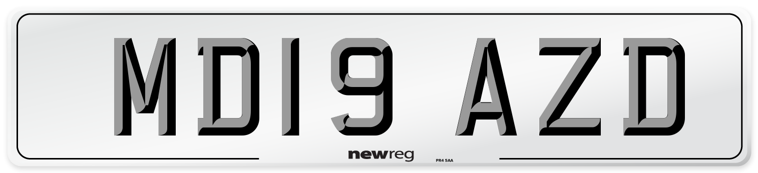 MD19 AZD Number Plate from New Reg